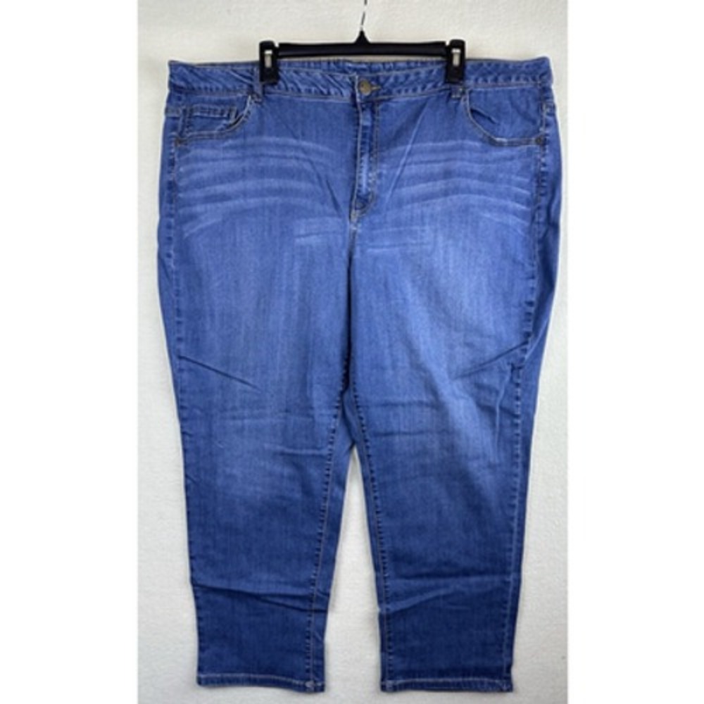 Lane Bryant Capri Jeans Womens 26W Plus Blue Straight Leg High Rise Stretch